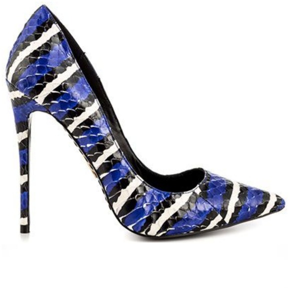 LFL LUST FOR LIFE ELEKTRIK HIGH HEEL POINTED TOE BLACK WHITE MULTI SNAKE PUMPS